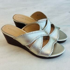 Jack Rogers NEW Gold Mid Wedge Sandals Shoes Women's Size 8